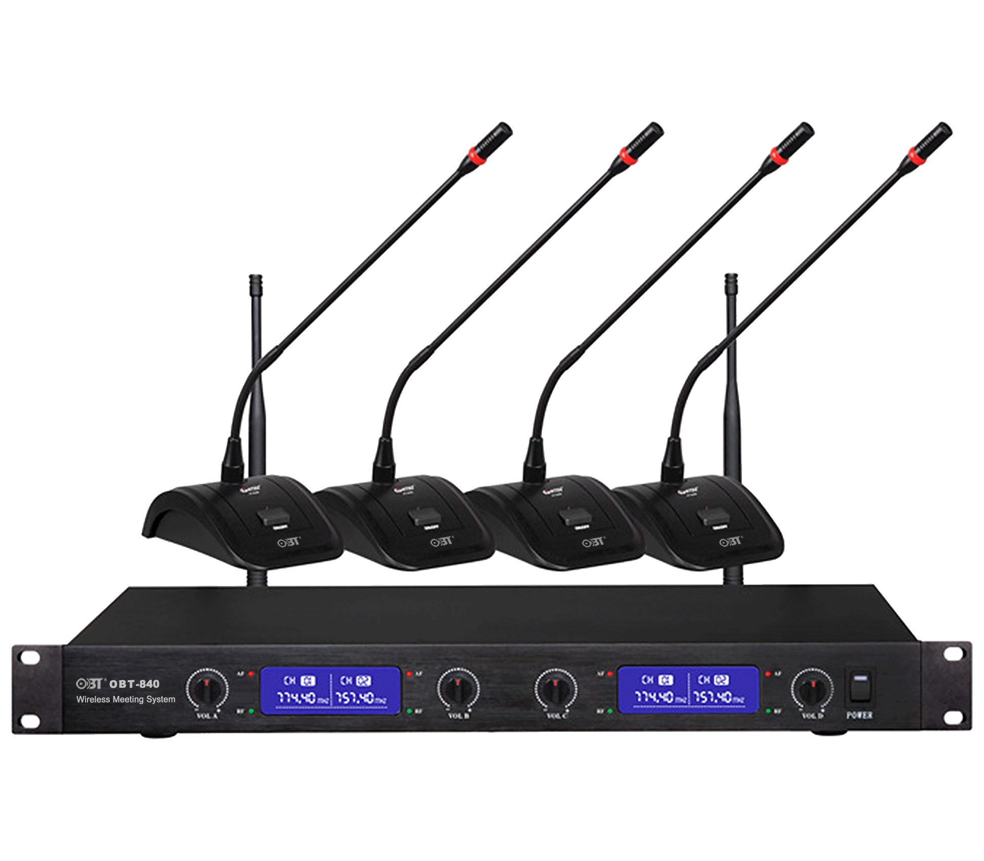 無線會議系統(tǒng)一拖四無線話筒套裝 OBT-840
